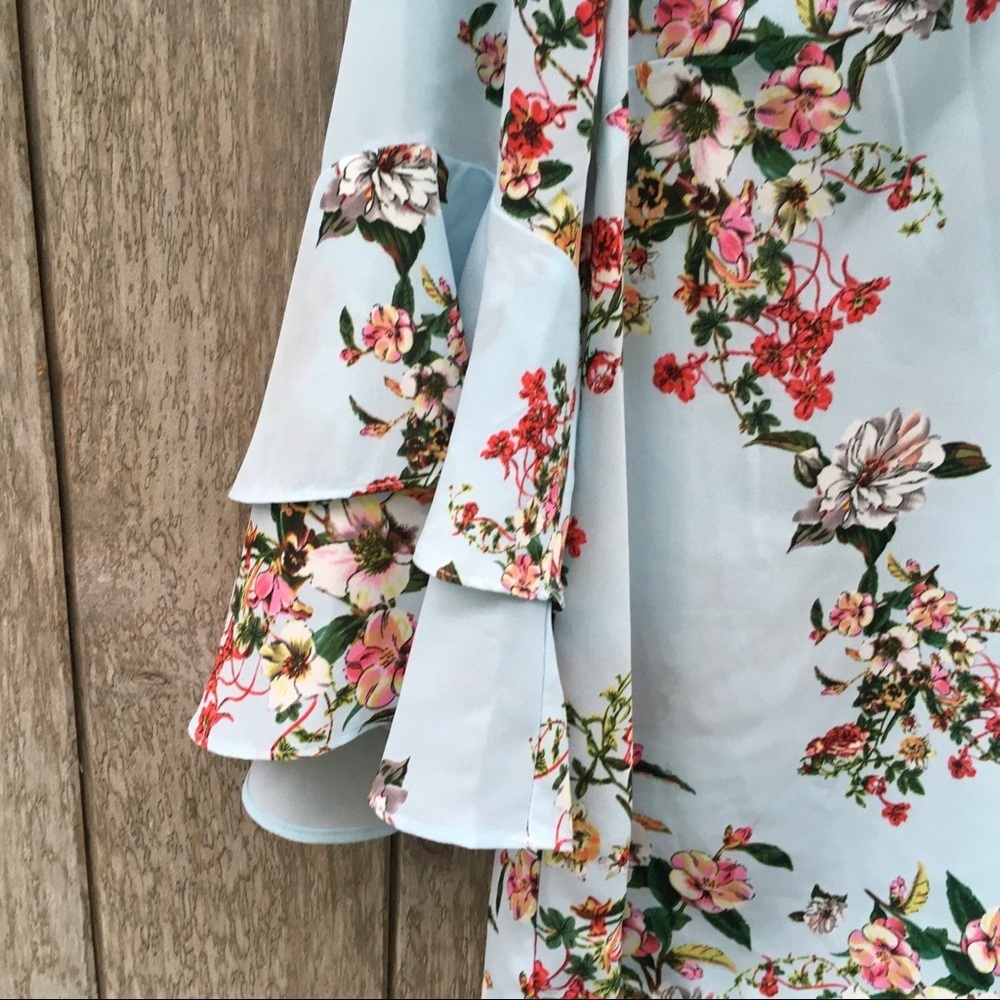 Jessica Rose Floral 3/4 Ruffle Sleeve Top Small - Picture 7 of 8